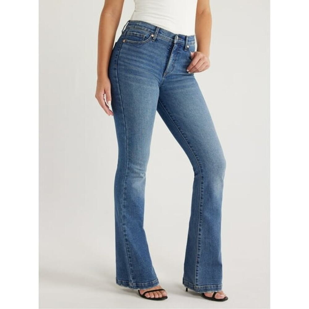 Sofia Dark Wash Blue Denim Flare Wide Leg Jeans Women's Size 25